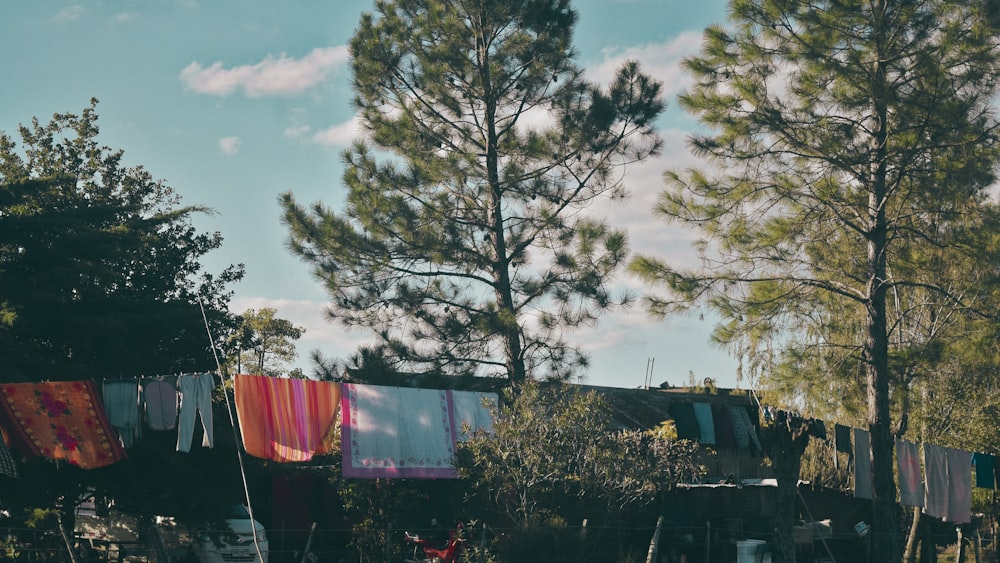 clothes hanging out to dry in the sun