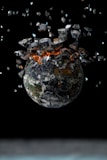 a picture of a planet with a lot of debris around it