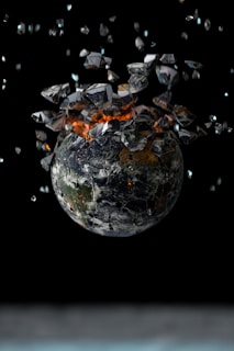 a picture of a planet with a lot of debris around it