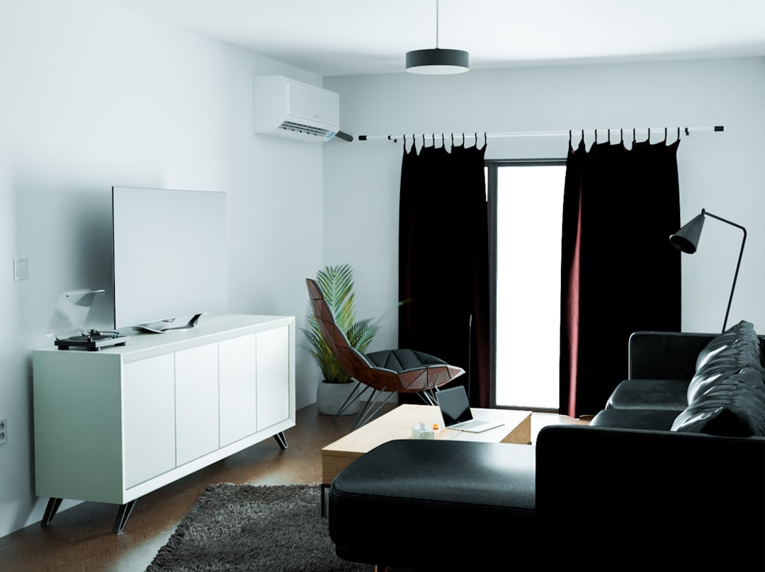 A safe, well-lit living room with no clutter, featuring grab bars and secured furniture - Alzheimer patient care A safe, well-lit living room with no clutter, featuring grab bars and secured furniture - Alzheimer patient care