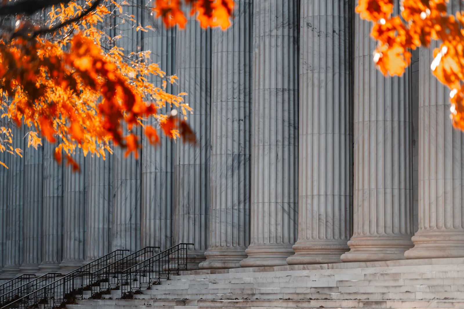 A columned courthouse building with wide front steps