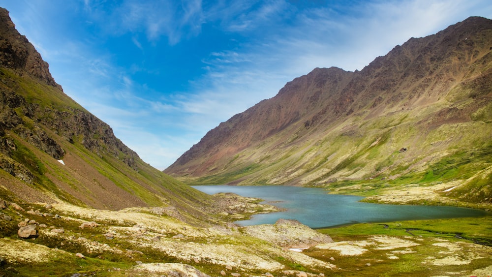 a lake in the middle of a mountain range