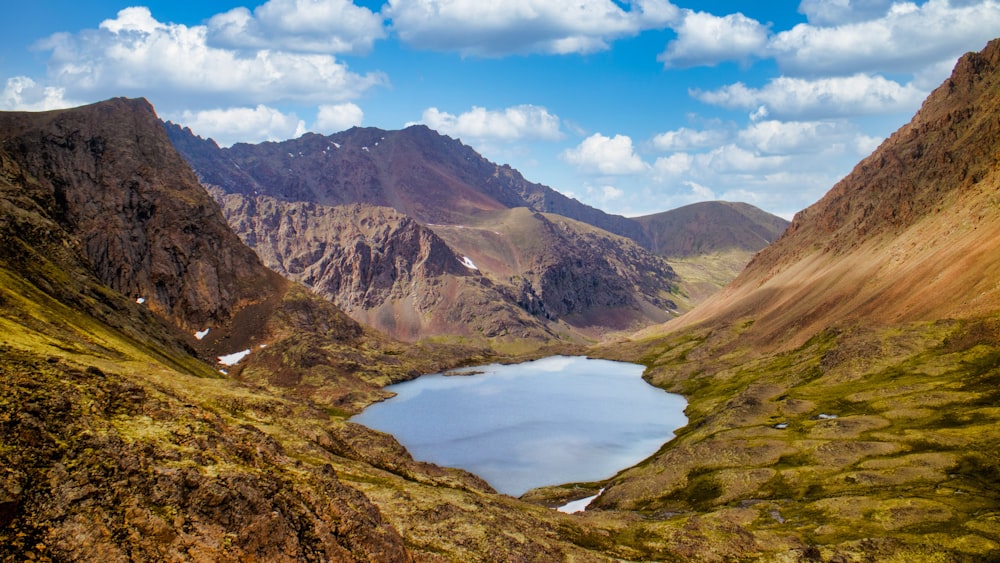 a lake in the middle of a mountain range