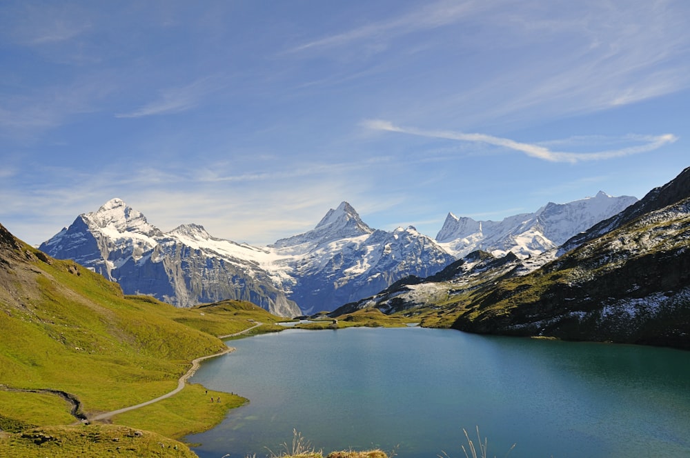 a lake in the middle of a mountain range