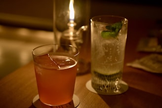 a close up of a drink on a table