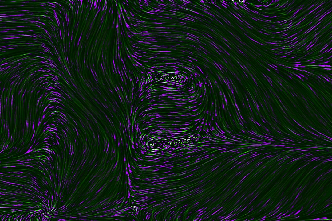 an abstract purple and black background with wavy lines,