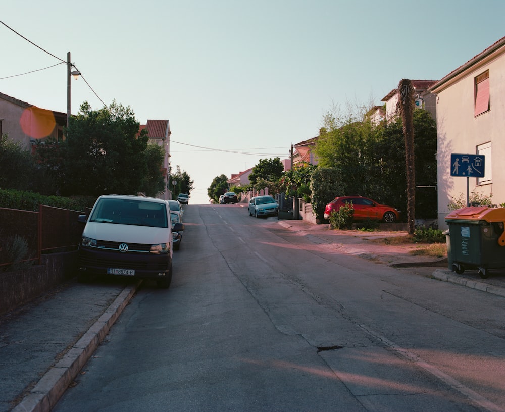 a van parked on the side of a street