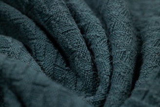 a close up of a blue towel