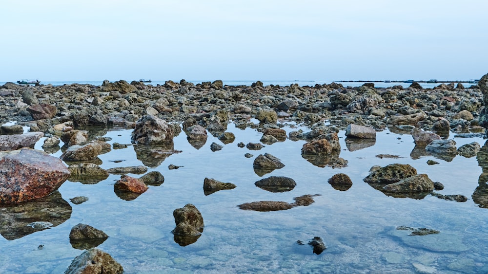 a body of water surrounded by rocks and rocks