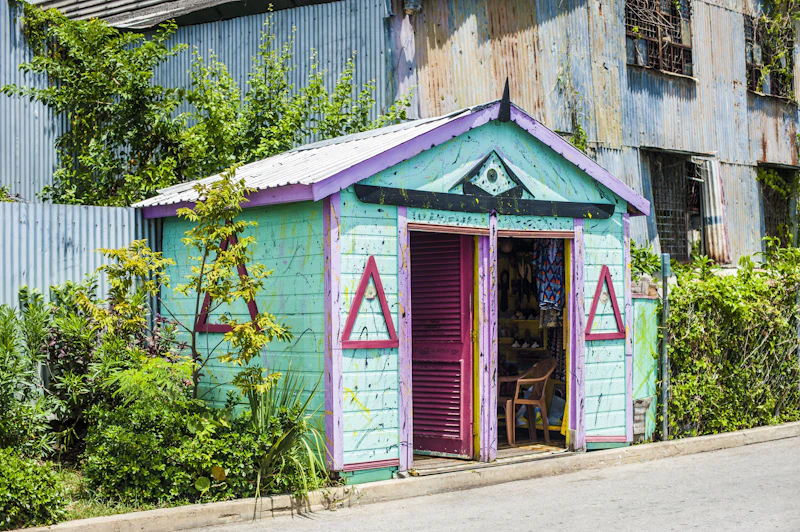 A brightly painted Bajan building near Bridgetown, Barbados, the parish where the Caribbean Examinations Council is headquartered