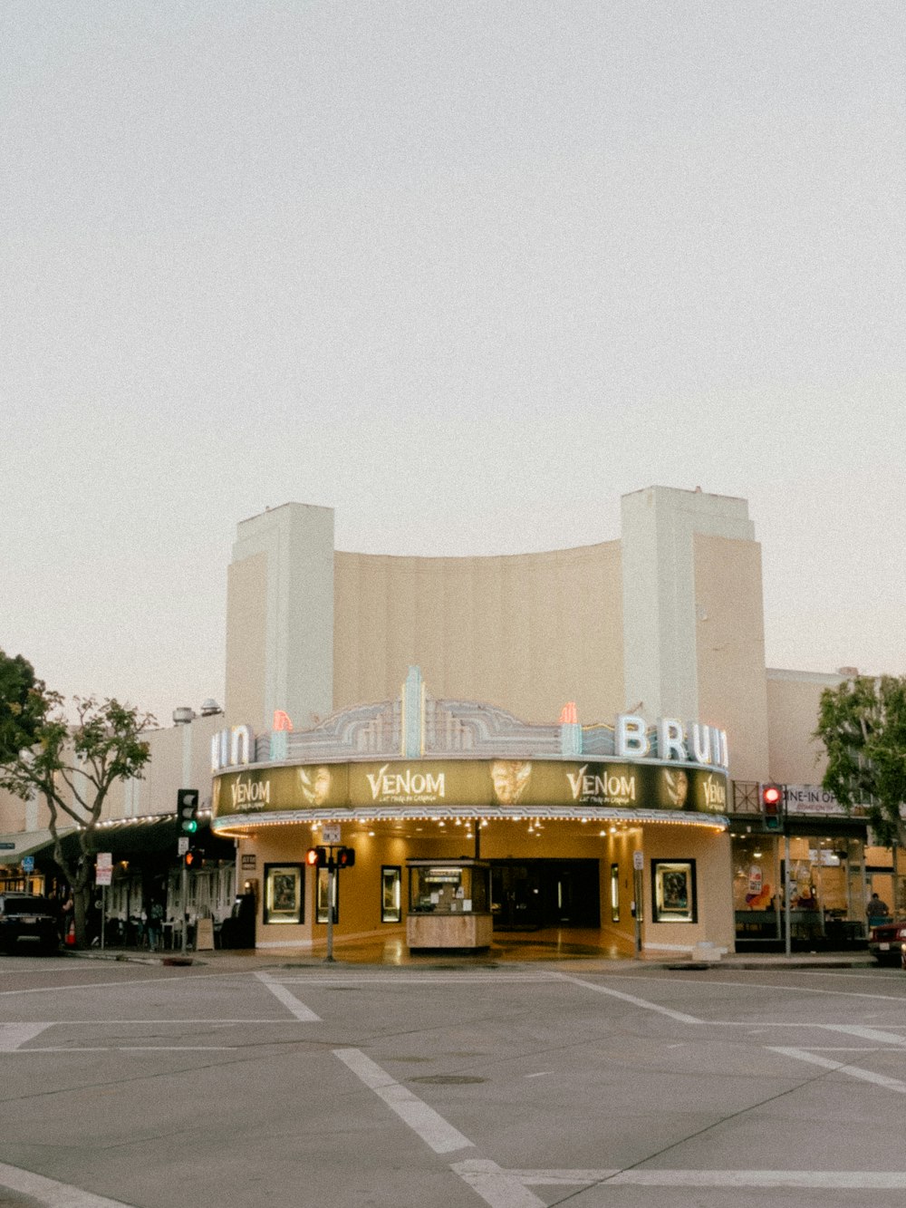 a large building with a sign on the front of it