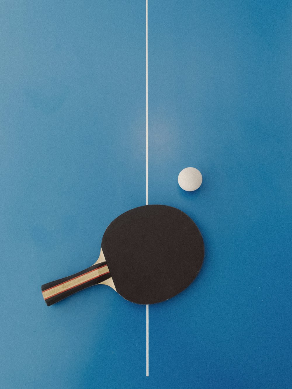 una paleta de ping pong y una pelota de ping pong