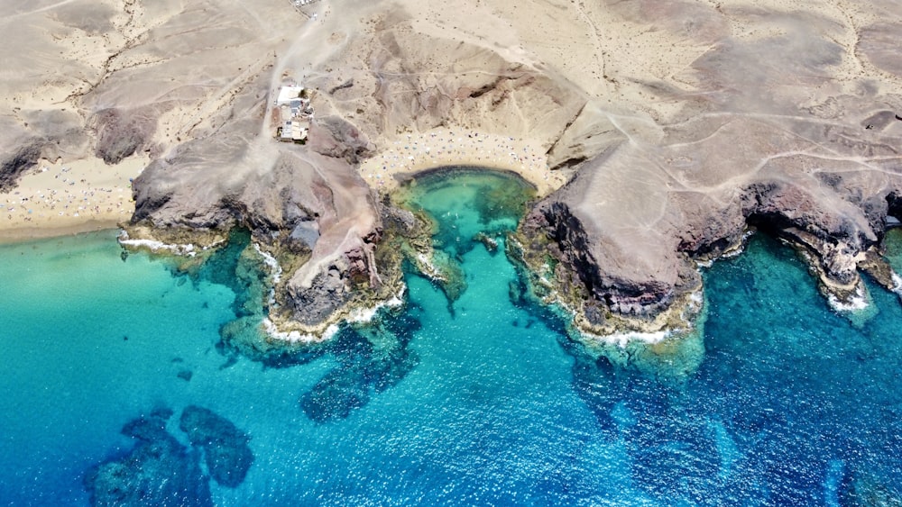 an aerial view of a body of water