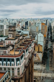 a view of a city from a tall building