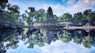 A serene landscape of Sri Lanka showcasing lush greenery and ancient ruins.
