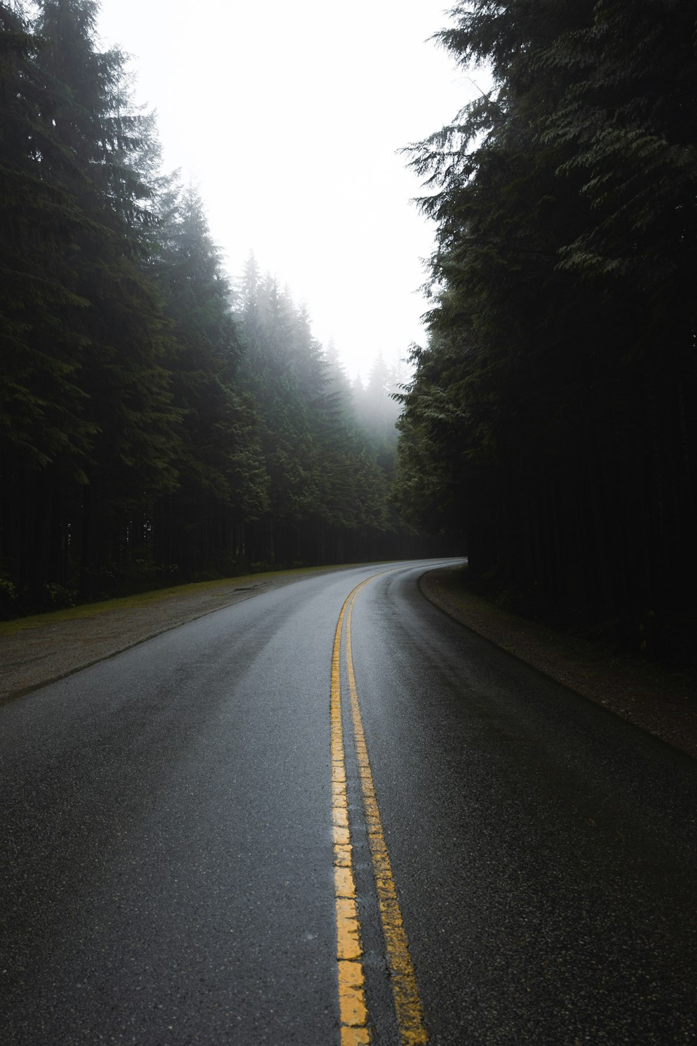 a road with a yellow line in the middle of it