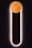 Close-up of a golden minimalist icon glowing softly on a black background.