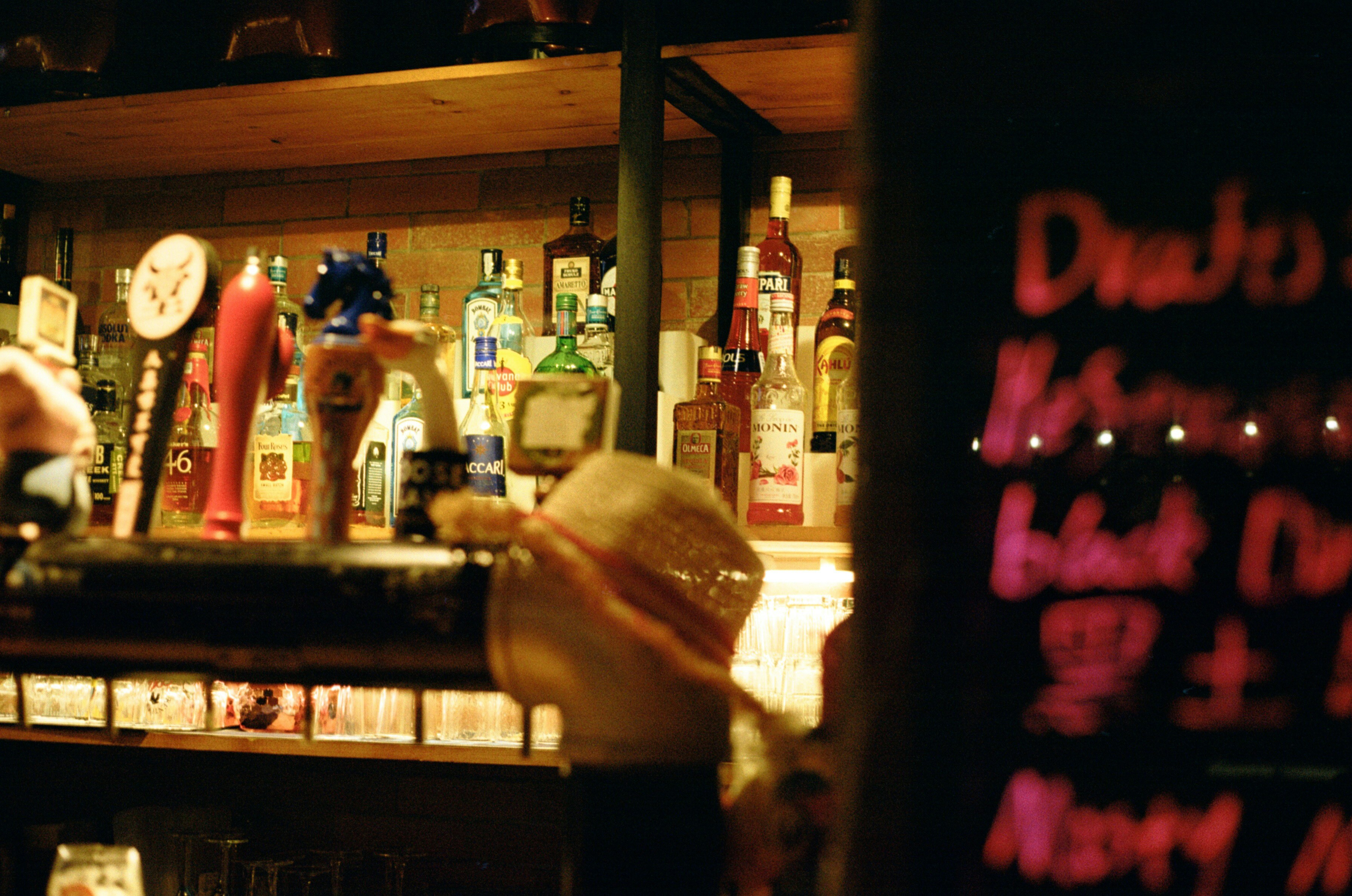 Inside the bar Iron Pig, by Kodak Colorplus 200