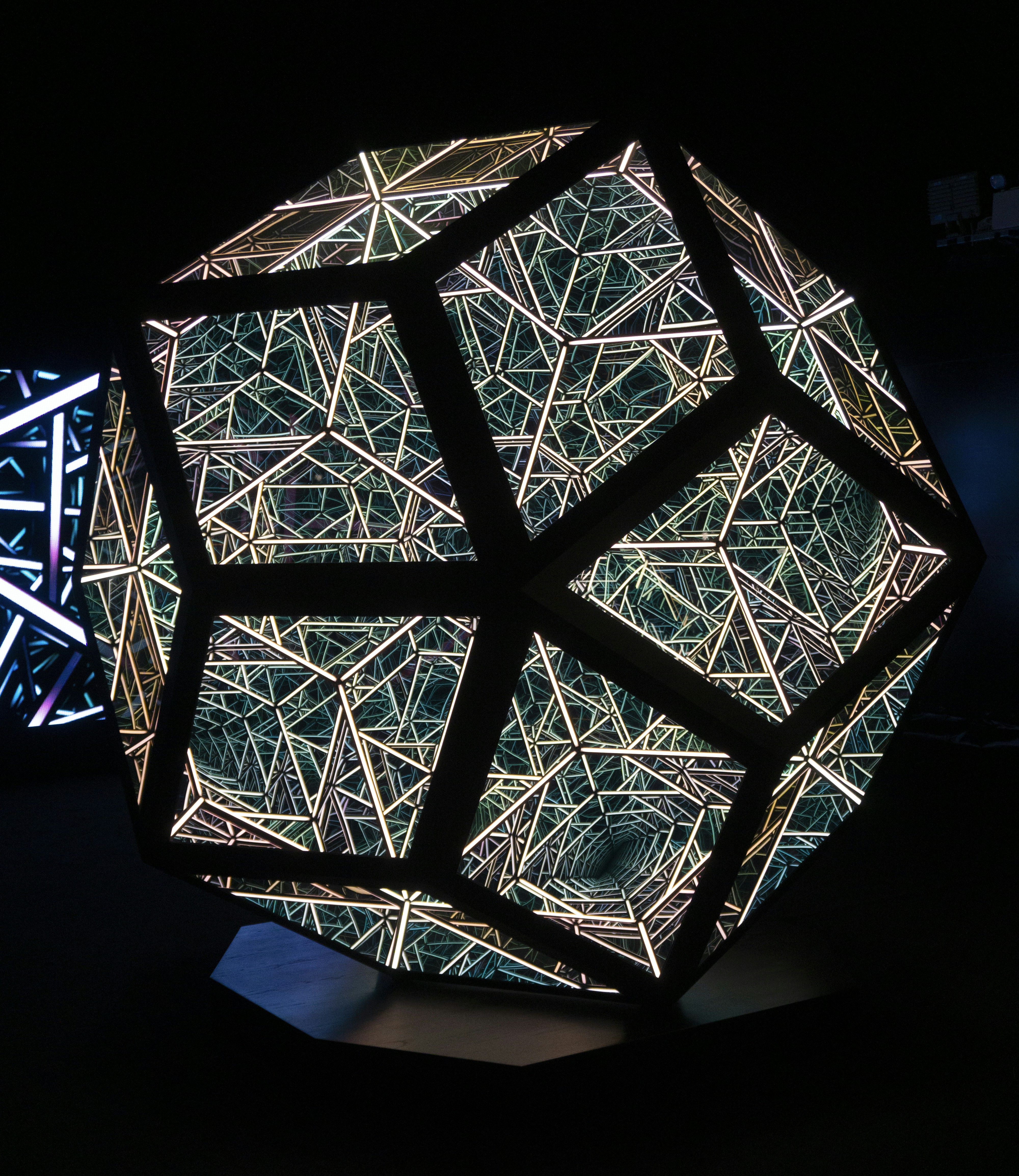 a lit up object sitting on top of a table