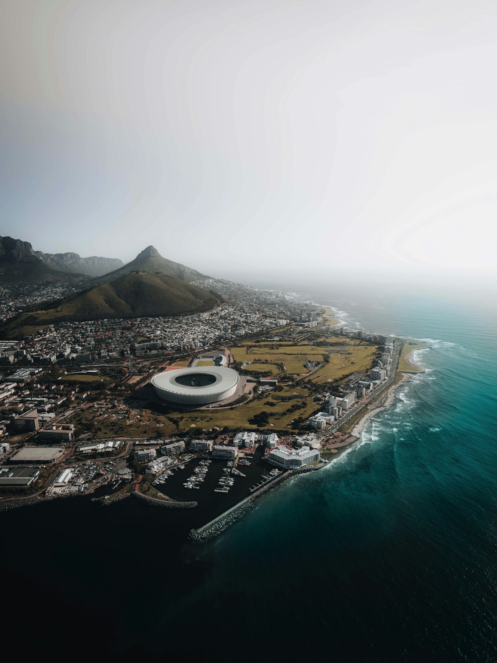 an aerial view of the city of cape town
