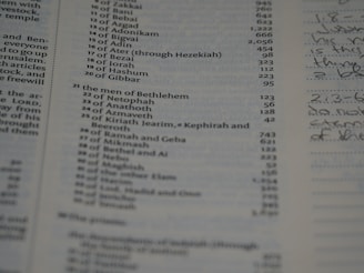 a close up of a book with a lot of writing on it