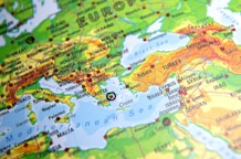 a close up of a map of europe