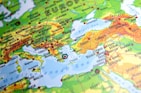 a close up of a map of europe
