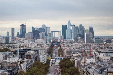 a view of the city of paris from the top of the eiffel tower