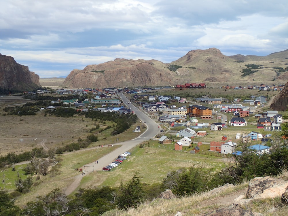 a small town in the middle of a mountain range