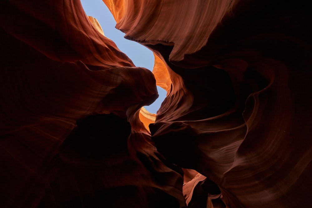 a narrow slot in the side of a canyon