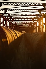 a train traveling over a bridge over water