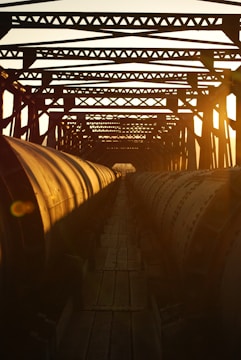 a train traveling over a bridge over water