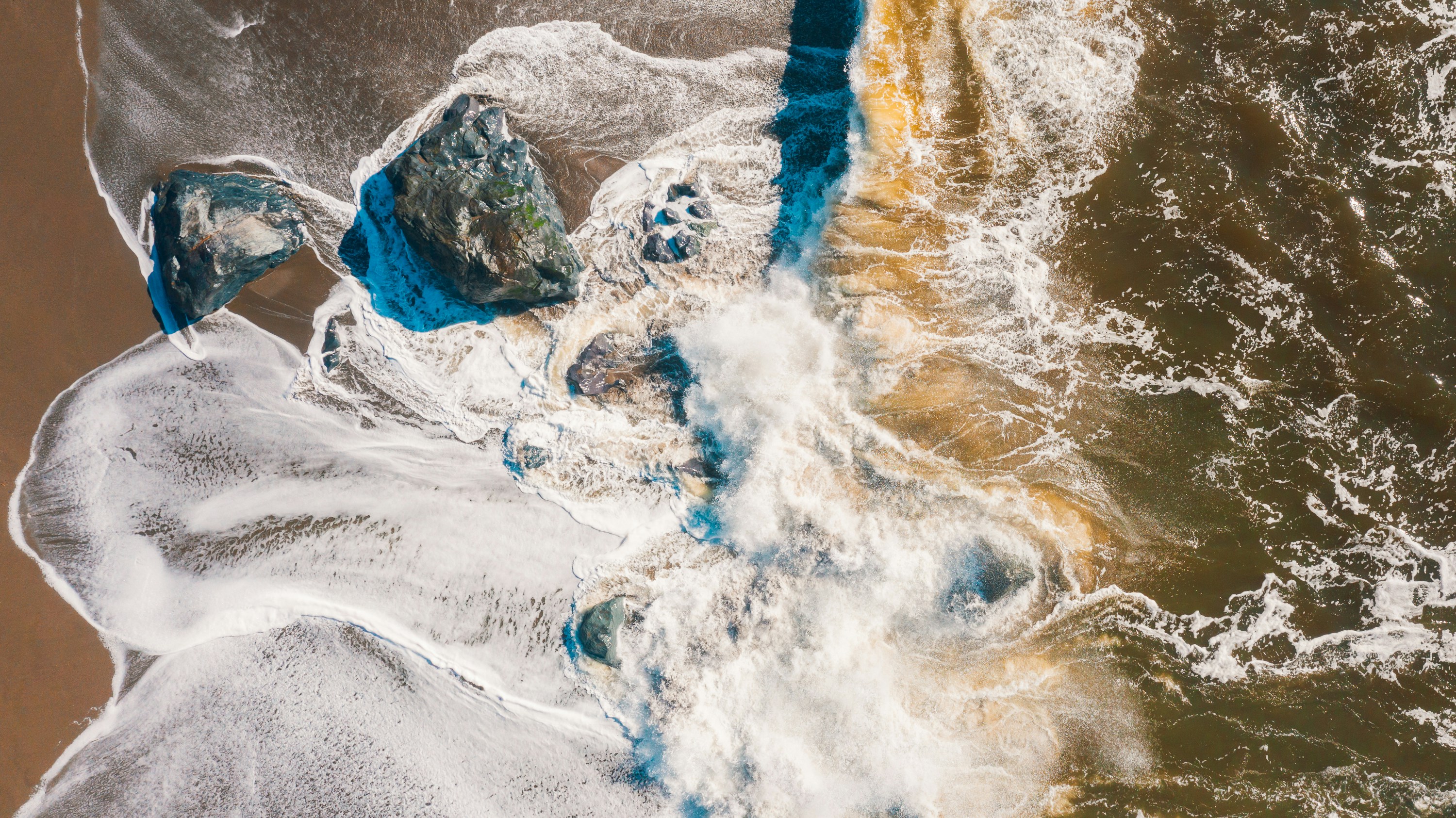 an aerial view of a body of water