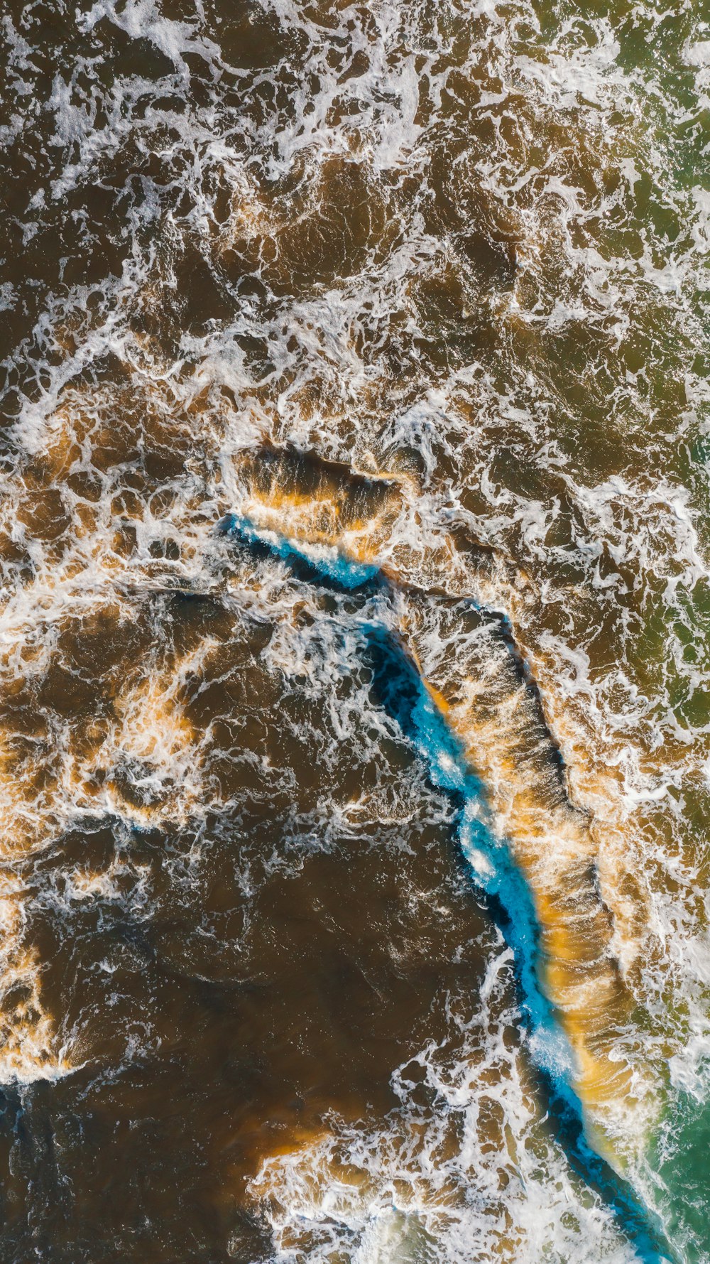 an aerial view of a body of water