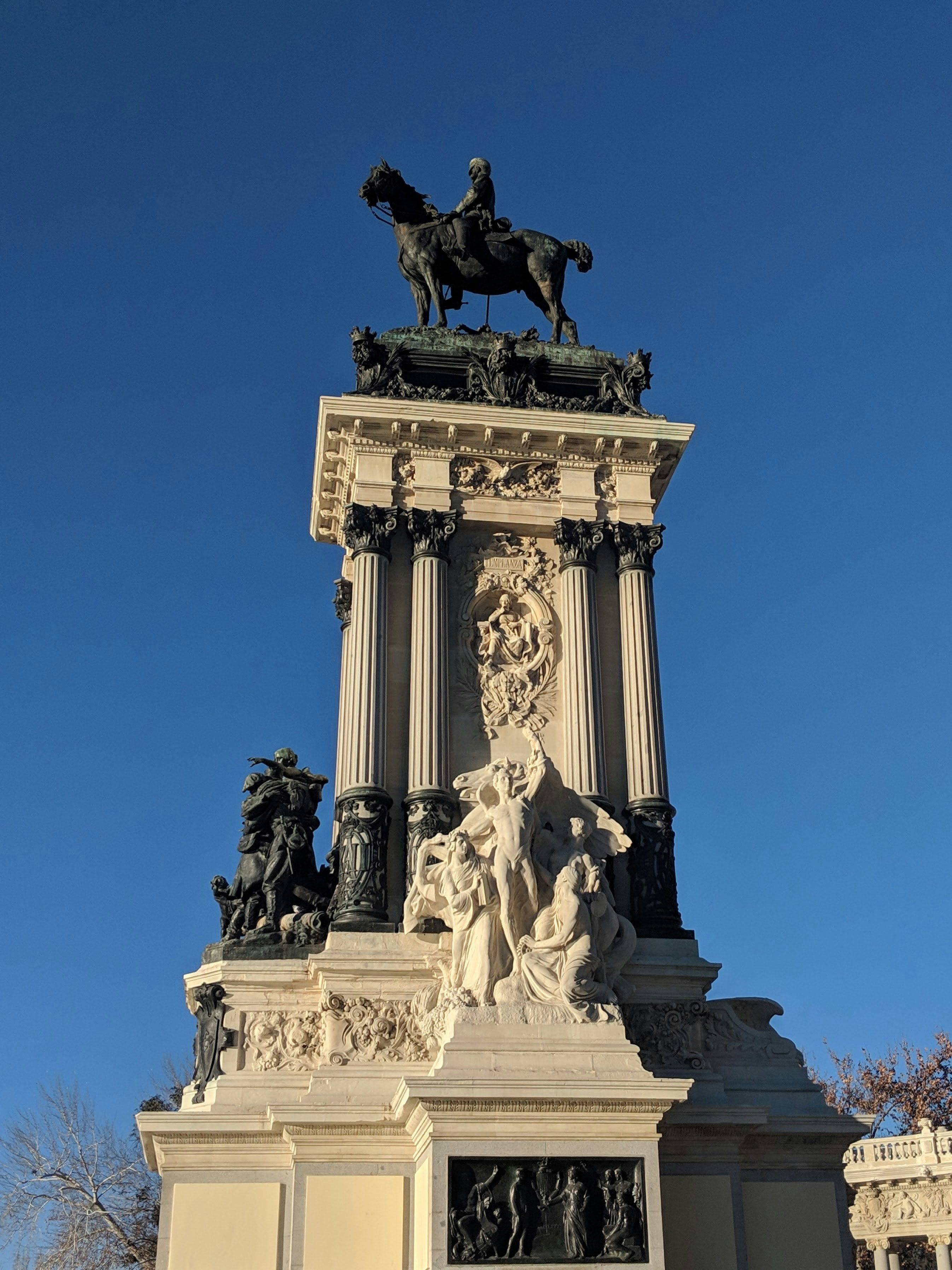 One of the central monuments in Retiro Park, Madrid. Taken December, 2018.