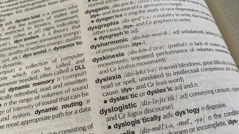 Close-up of a book page with words