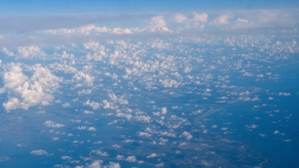 a view of the sky from an airplane window