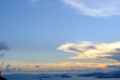 A panoramic view of a serene ocean horizon at sunset, symbolizing endless possibilities.