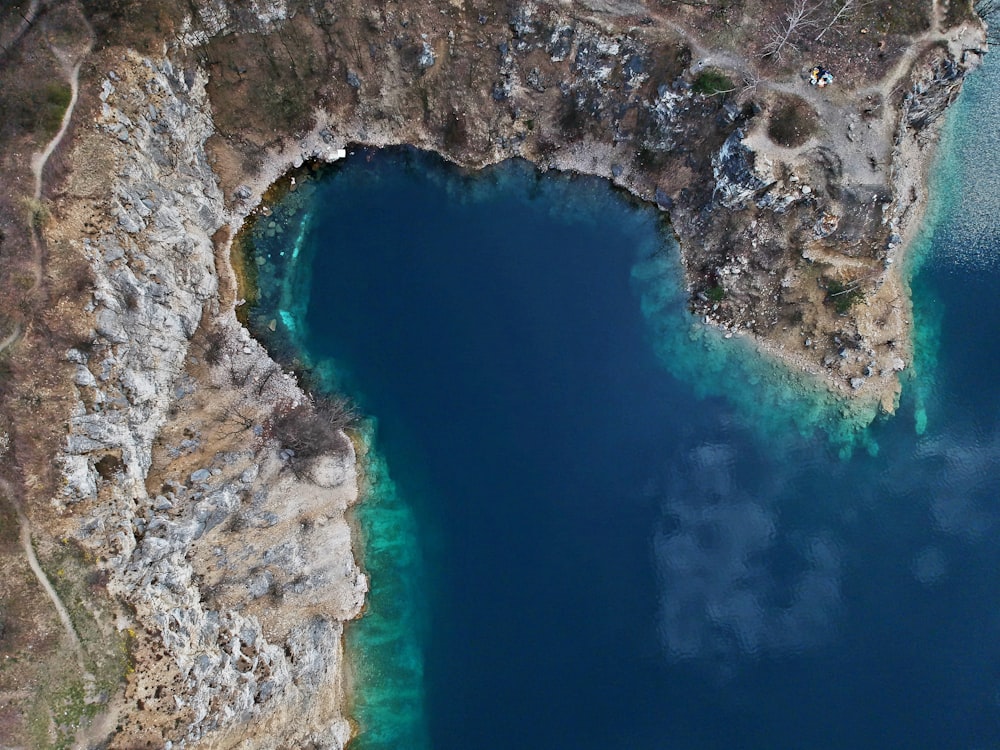 a large body of water surrounded by land