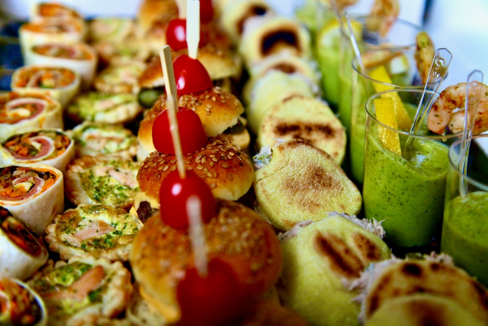 a platter filled with lots of different types of food