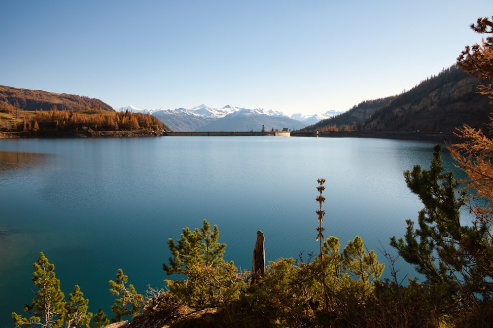 a large body of water surrounded by mountains