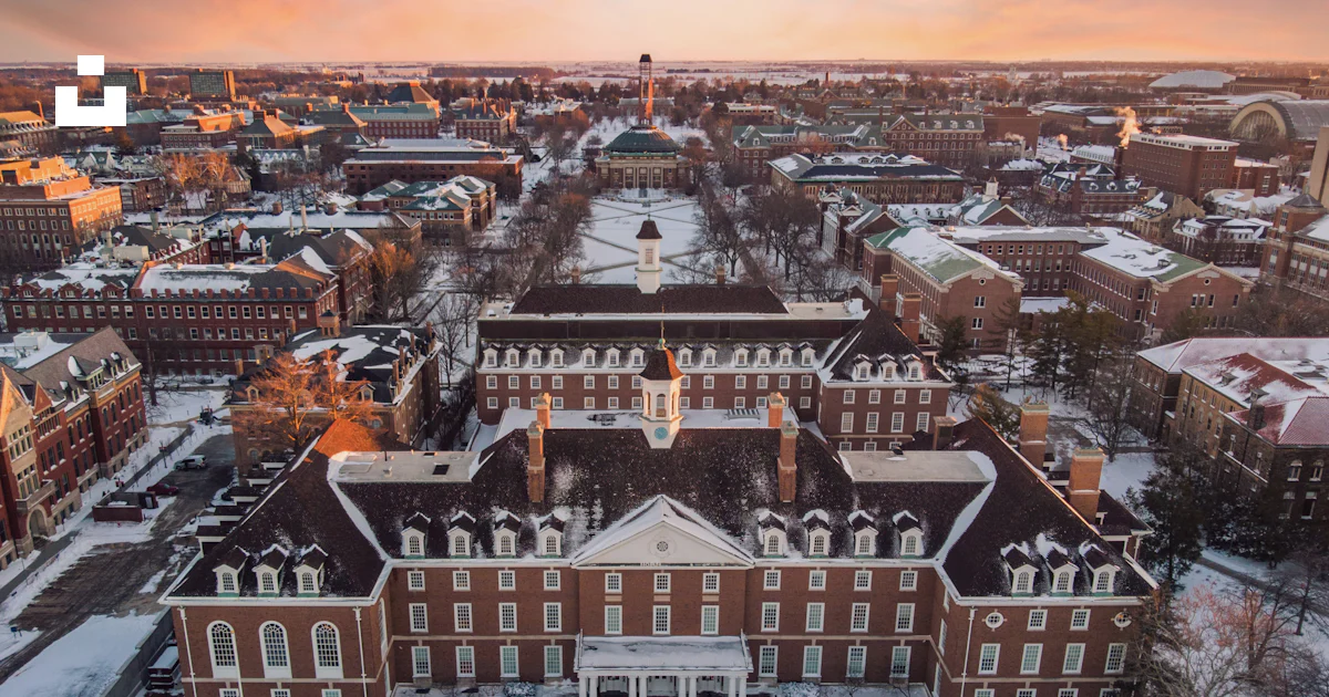 An aerial view of a campus in winter photo – Free University of ...