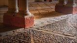 A close-up view of intricate flooring textures.
