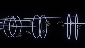 a black wall with a neon light drawing on it