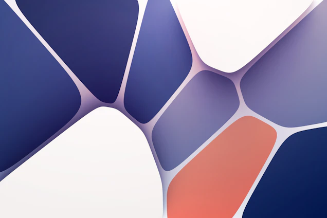 Abstract geometric shapes in muted tones symbolizing connectivity and innovation.