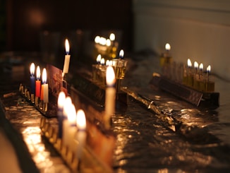 Jewish holiday Hanukkah menorah with candles