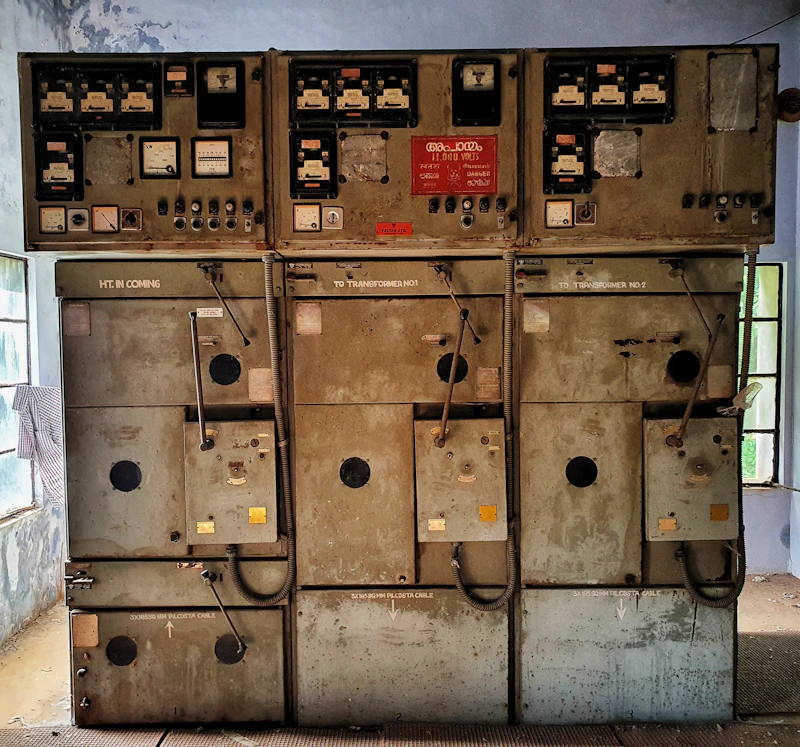High voltage electrical panel wiring and power lines