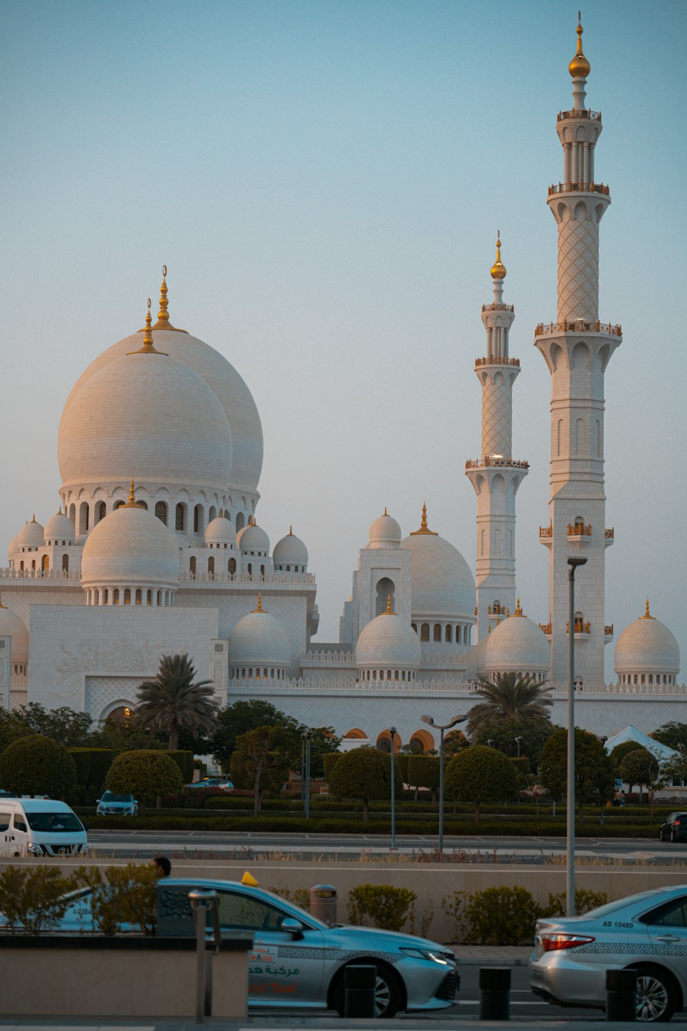 a large white building with many spires