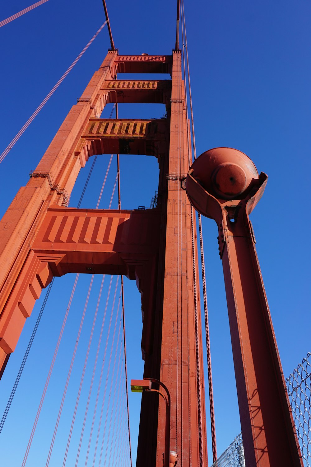 a view of the top of the golden gate bridge