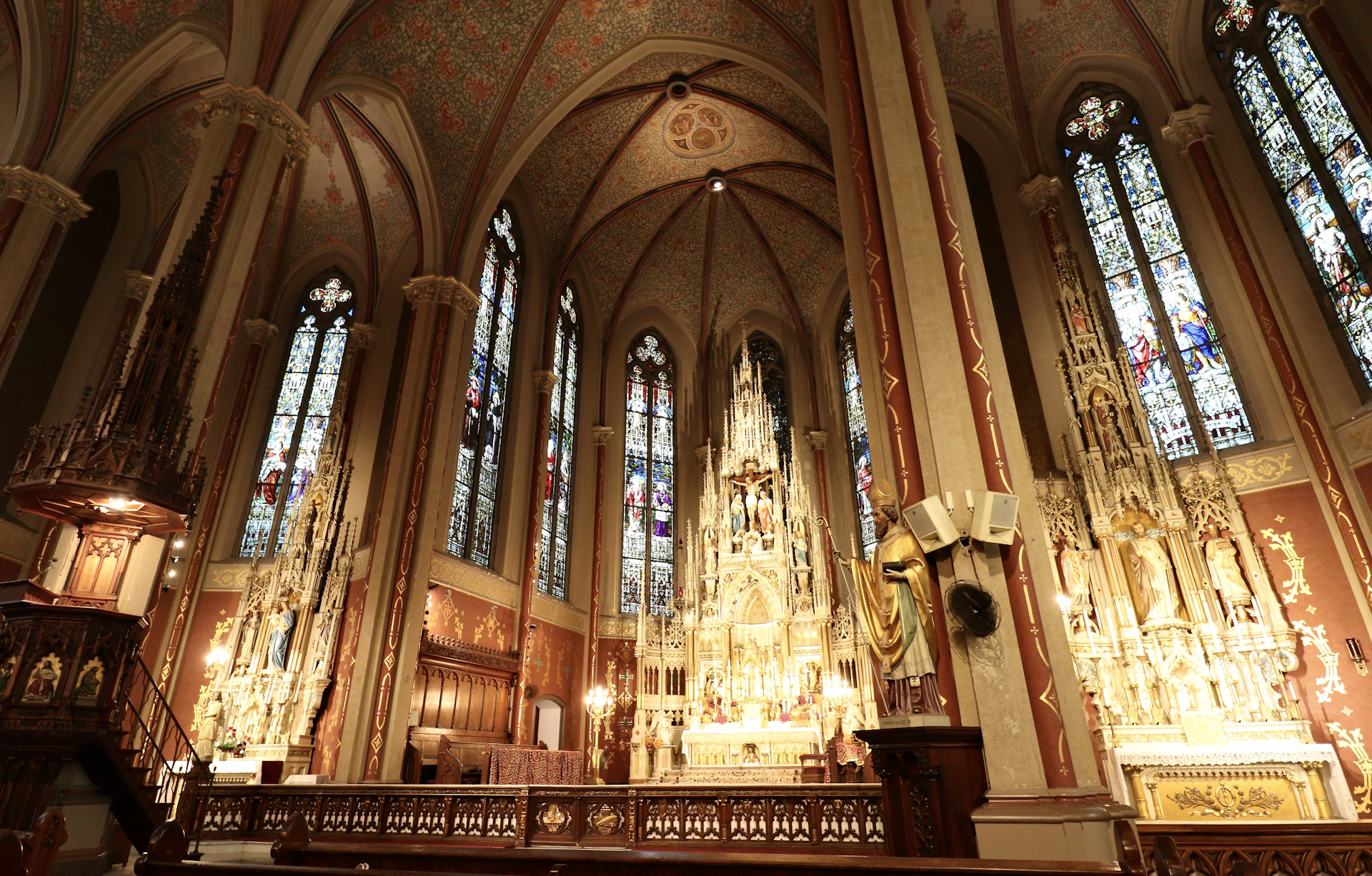 a large cathedral with many stained glass windows